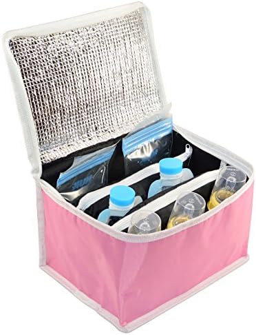 Breastmilk Cooler for Baby Bottles and Bags with 2 Zipper Pockets and 4 Ice Packs
