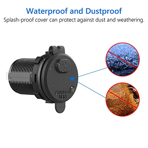 HiGoing 12V/24V Marine USB Outlet, Waterproof QC3.0 USB Charger Socket with Voltmeter Monitoring and On/Off Switch for Car Boat Motorcycle Mobile (Updated with QC3.0)