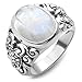 Chuvora 925 Sterling Silver Natural Moonstone Gemstone Filigree Sea Turtle Band Ring Size 8