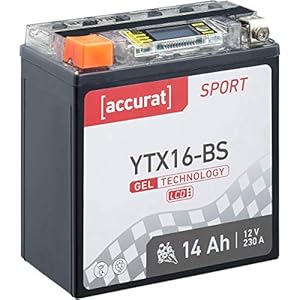 Accurat motorfiets-accu YTX16-BS 14 Ah 230 A 12V gel-technologie + lcd-display startaccu krachtig robuust…