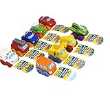 Car Toys Pack of 9 Mini Toy Vehicles Assorted Including Emergency/Fire Engine/School Bus/Police/Racing/Off Road Cars Mini Car Toy For Kids Toddlers Boy for 2 Years Edible Soft Plastic …