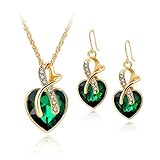 Long Way Austrian Crystal Fashion Heart Jewelry Sets Necklace Earrings Wedding Party Accessories