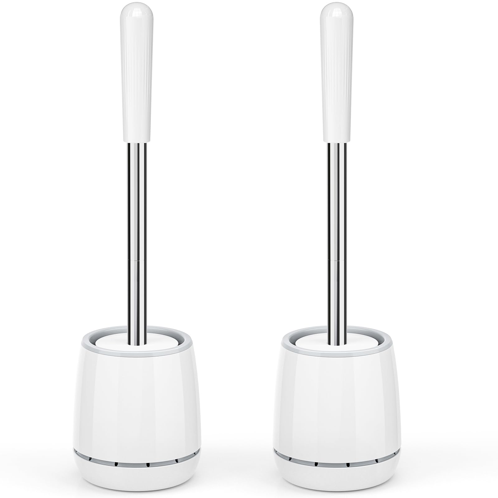 Photo 1 of **ROD MISSING**
Toilet Brush, Toilet Brush and Holder with 304 Stainless Steel Handle, Space Saving Toilet Bowl Brush for Storage, Durable Bristles Toilet Scrubber for Bathroom Cleaning (2, White)