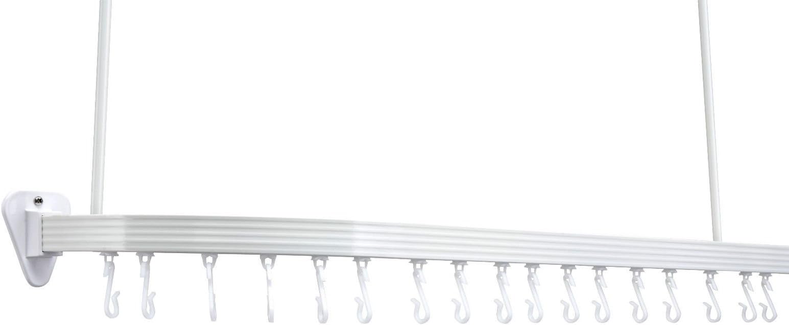 Aqualona Adjustable Shower Curtain Rail Kit | Easy Glide Hooks | Cut-to-Size, Extra Strong Fittings | Profile, 280cm | White