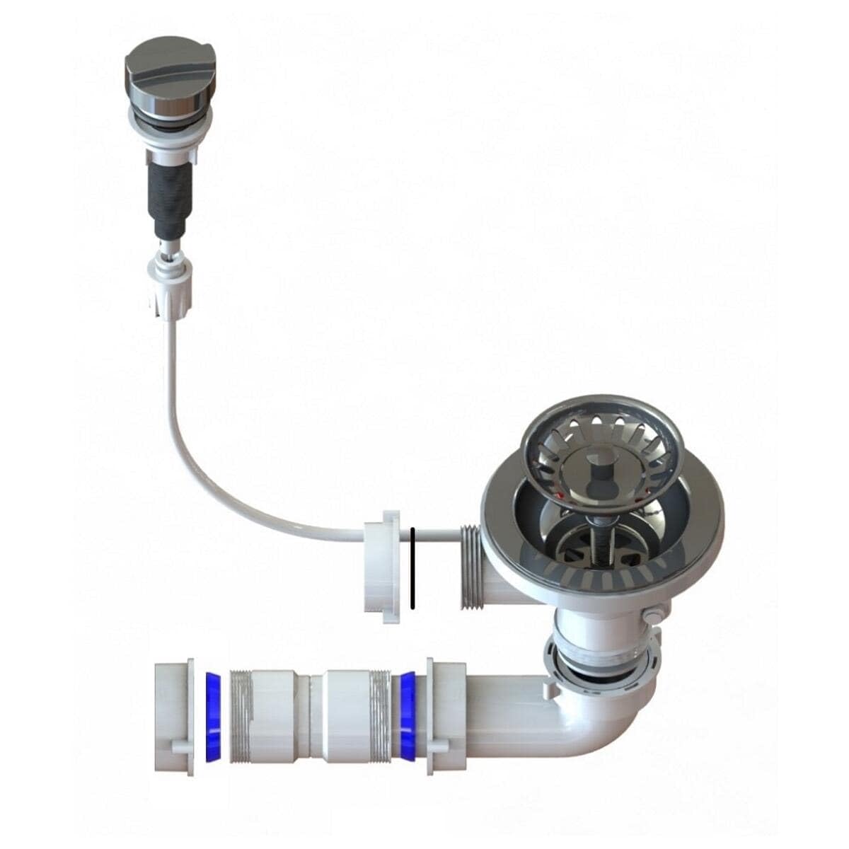 respekta Sink excenter, Plastic Rubber Metal, White, 45x30x12 cm