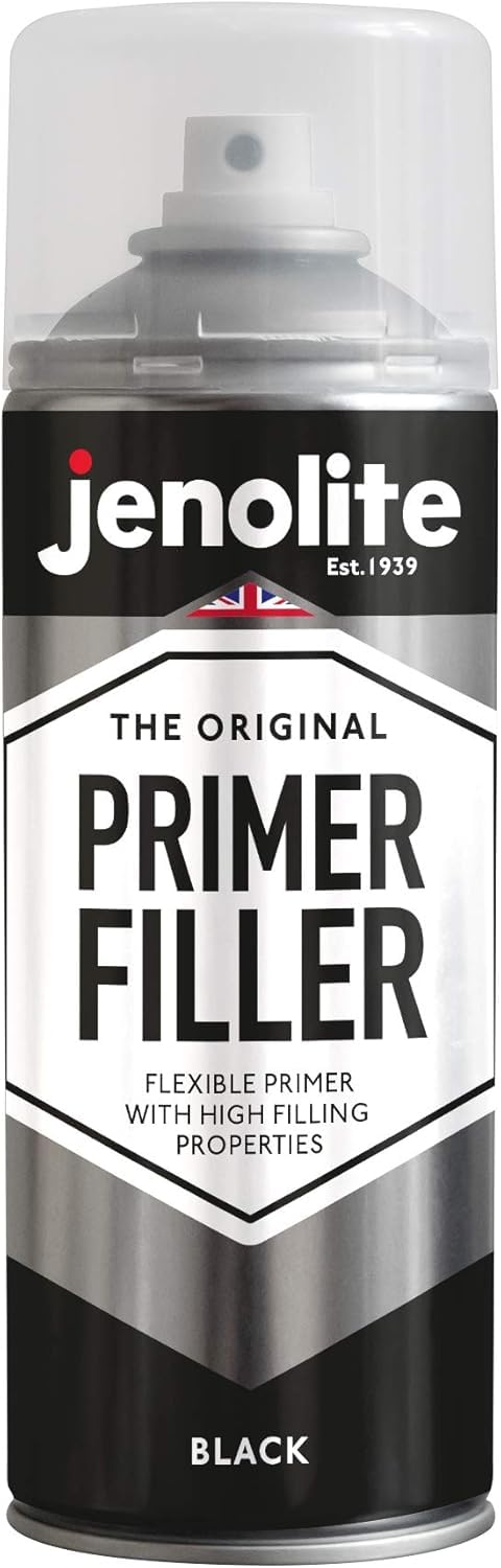 JENOLITE Primer Filler Spray Paint | BLACK | High Fill Multi-Surface Primer Paint | Fills Small Dents & Scratches | Perfect For Car Bodywork, 3D Printer Models & More | 400ml