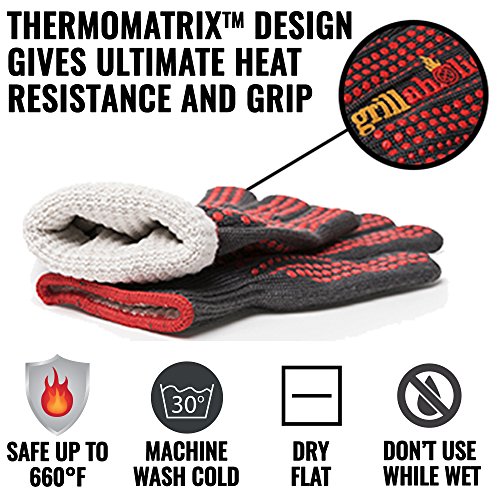 Grillaholics Barbecue Gloves, Top Cooking Gloves in Barbeque Grilling Accessories, 660°F Heat Resistant with ThermoMatrix Silicone, Protect Your Hands with BBQ Oven Mitts - Thumbnail 2