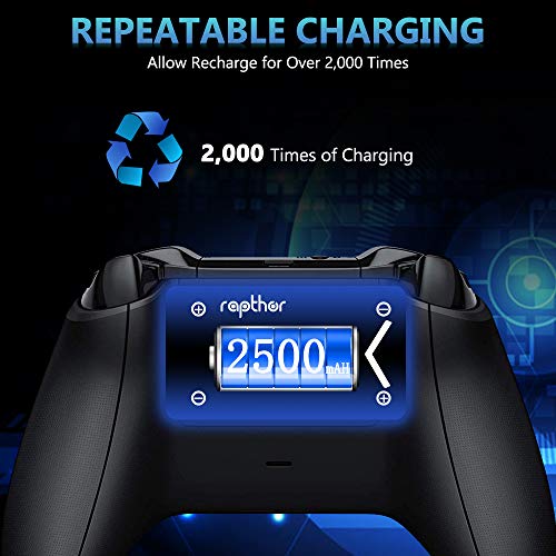 Xbox One Rechargeable Battery Pack [2x2500mAh] Xbox One Controller Battery with 3H Quick Charger for Xbox One/Xbox One S/Xbox One X/Xbox One Elite Wireless Controller (2 Battery & Charger Set) - Thumbnail 2