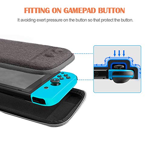 ElephantStory Slim Nintendo Switch Tasche, Portable Travel Protective Tasche Tragetasche Aufbewahrungstasche für Nintendo Switch Zubehör- Grau