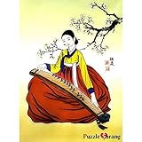 Korean Woman in Hanbok Playing a Gayageum 500 Piece
