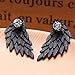 Angel Wing Punk Stud Earrings Ear Jacket for Women Unique Gothic Cute Fashion MengPa Jewelry (Antique Silver) H0419C