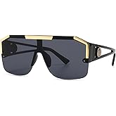 AIEYEZO Square Oversized Sunglasses Flat Top Shield Sun Glasses for Men Women One Lens Square Shades