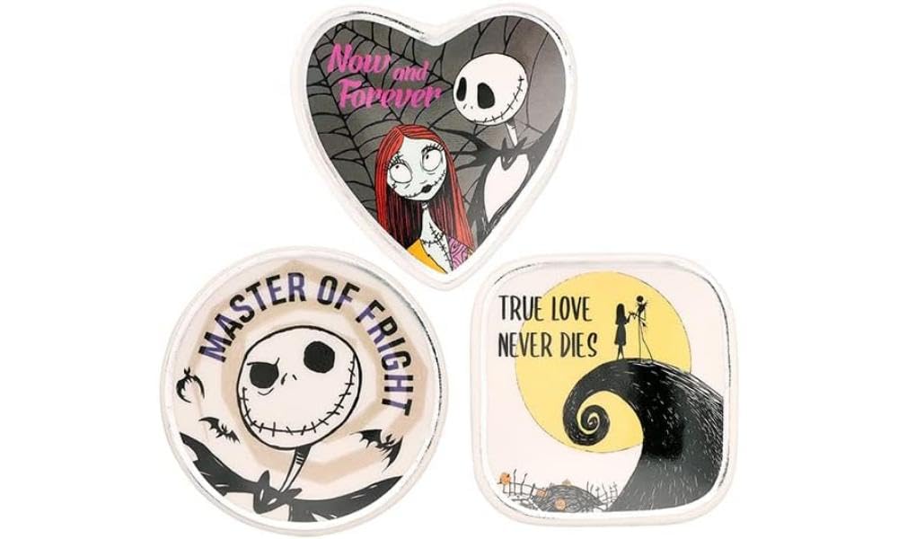Disney The Nightmare Before Christmas Multicoloured Ceramic Gift 3 piece Boxed Trinket Tray Set VC700381L