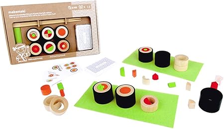 Amazon ミラニウッド Milaniwood ゲーム 知育玩具 木製 積み木 食べ物 お箸 練習 対戦 対象年齢6歳 巻け巻け巻きずし 食べ物 おもちゃ