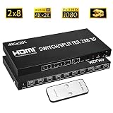 Merkmak HDMI Splitter Full HD 4K Video HDMI Switcher 2x8 Split 2 in 8 Out Dual Display for DVD PS3 Xbox With Power (Type 1) (2x8) (2x8)