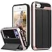 iPhone SE Wallet Case, Vena [vCommute][Drop Protection] Flip Leather Cover Card Slot Holder with KickStand for Apple iPhone SE 5 5S (Rose Gold / Black)