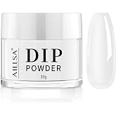 AILLSA Clear Dip Powder - Transparent Crystal French Nail Colors | Dip Powders Colors for DIY Manicure Salon at Home Easy to Use Nail Powder for Valentine's Day