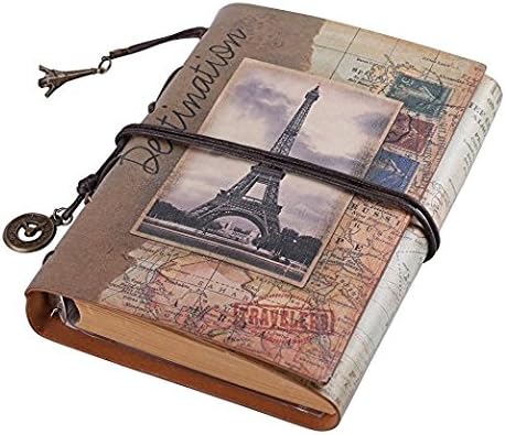 Leather Journal Refillable, notebooks creative gift BILUSOCN Antique Traveler Notebook to Write in for Art Sketchbook, Diary Planner and Photo Album with Drawing Paper (A6, Maps)