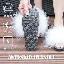 Women's Furry Slides Faux Fur Slides Fuzzy Slippers