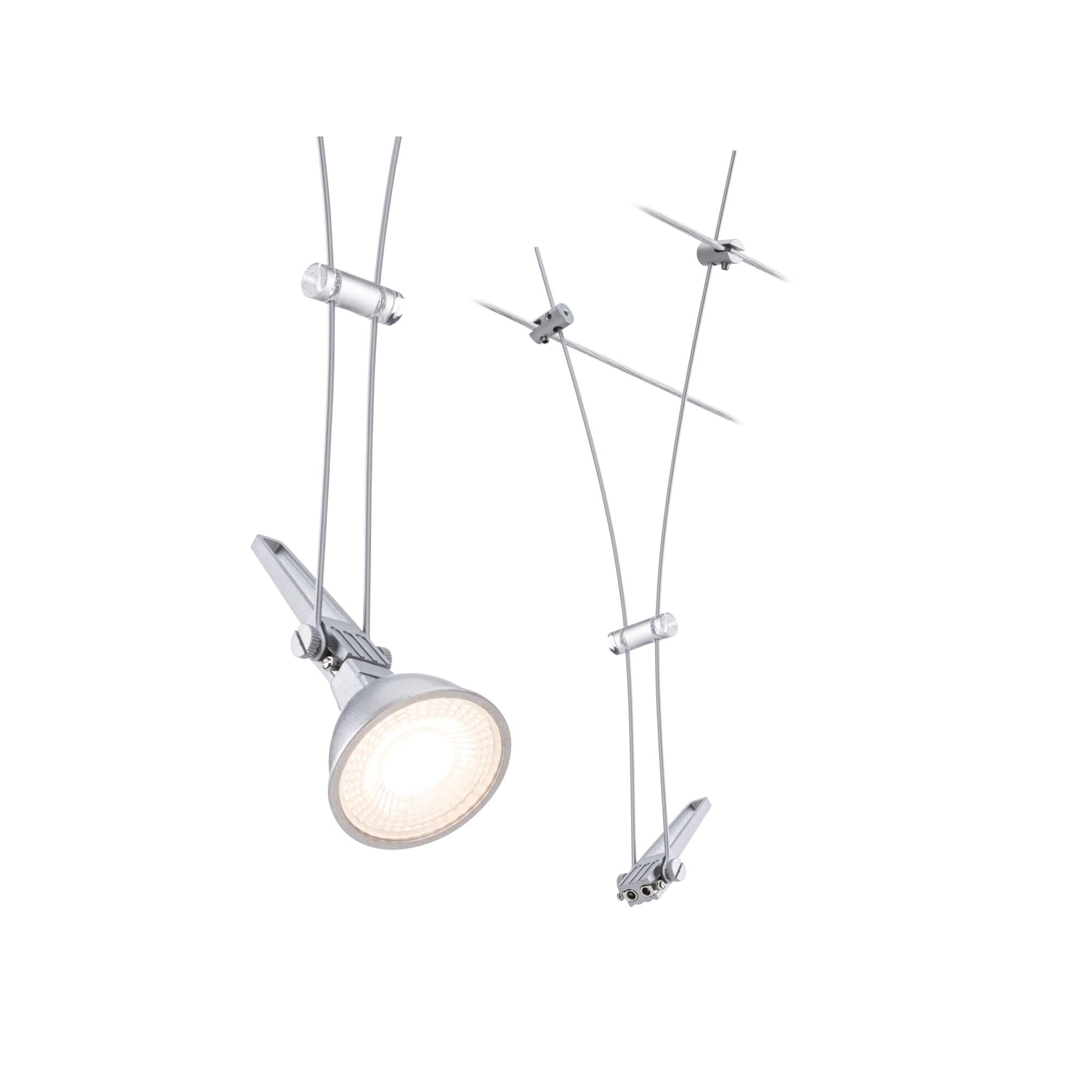 Paulmann 94487 CorDuo Cable System – Single Spot Comet DC 12 V, Max 50 Watt Extendable Wire Cable System Matt Chrome Metal GU5.3 Without Bulbs