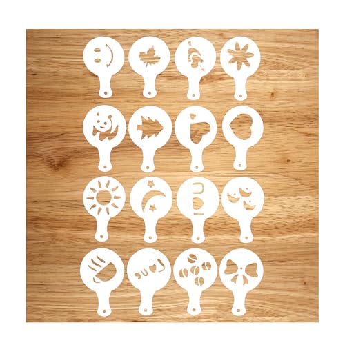 Nuwave Barista Coffee Art Stencils, 16 Pieces, Flexible & Washable, Decorating…