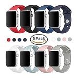 Band for  Watch 38mm, Sivir Soft Silicone Sport Strap Replacement Bracelet Wristband for Watch Series 2, Series 1, Sport, Edition, S/M(8 Pack)
