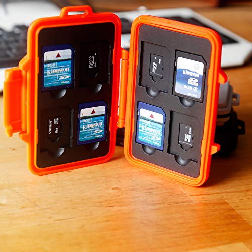 Skoloo SD Card Case Waterproof Memory Card Holder Micro Storage & Wallet for Card, Orange