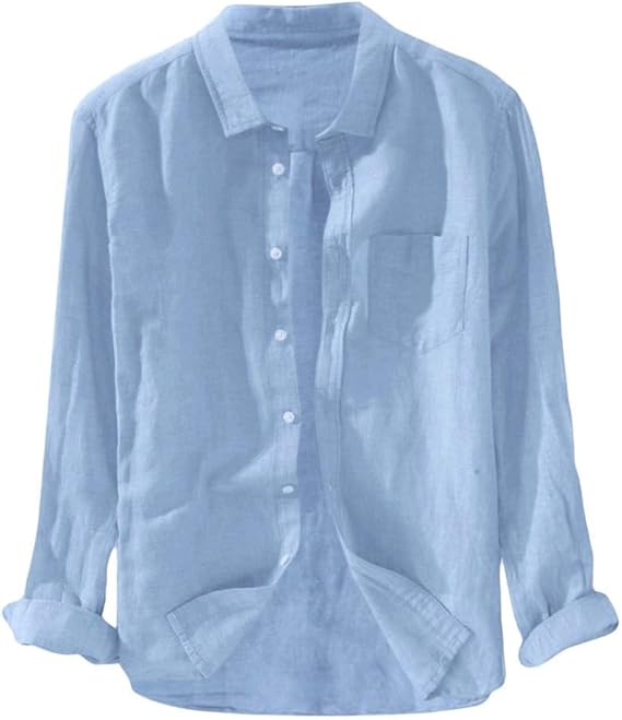 Amazon シャツ メンズ 長袖 リネンシャツ 綿麻シャツ メンズシャツ カジュアルシャツ コットン シャツ Tシャツ メンズ 無地 上着 ゆったり カジュアル リゾート おしゃれ 大きいサイズ ポケットウエスタンシャツ 通学 通勤 春 夏 秋 冬 シャツ 通販