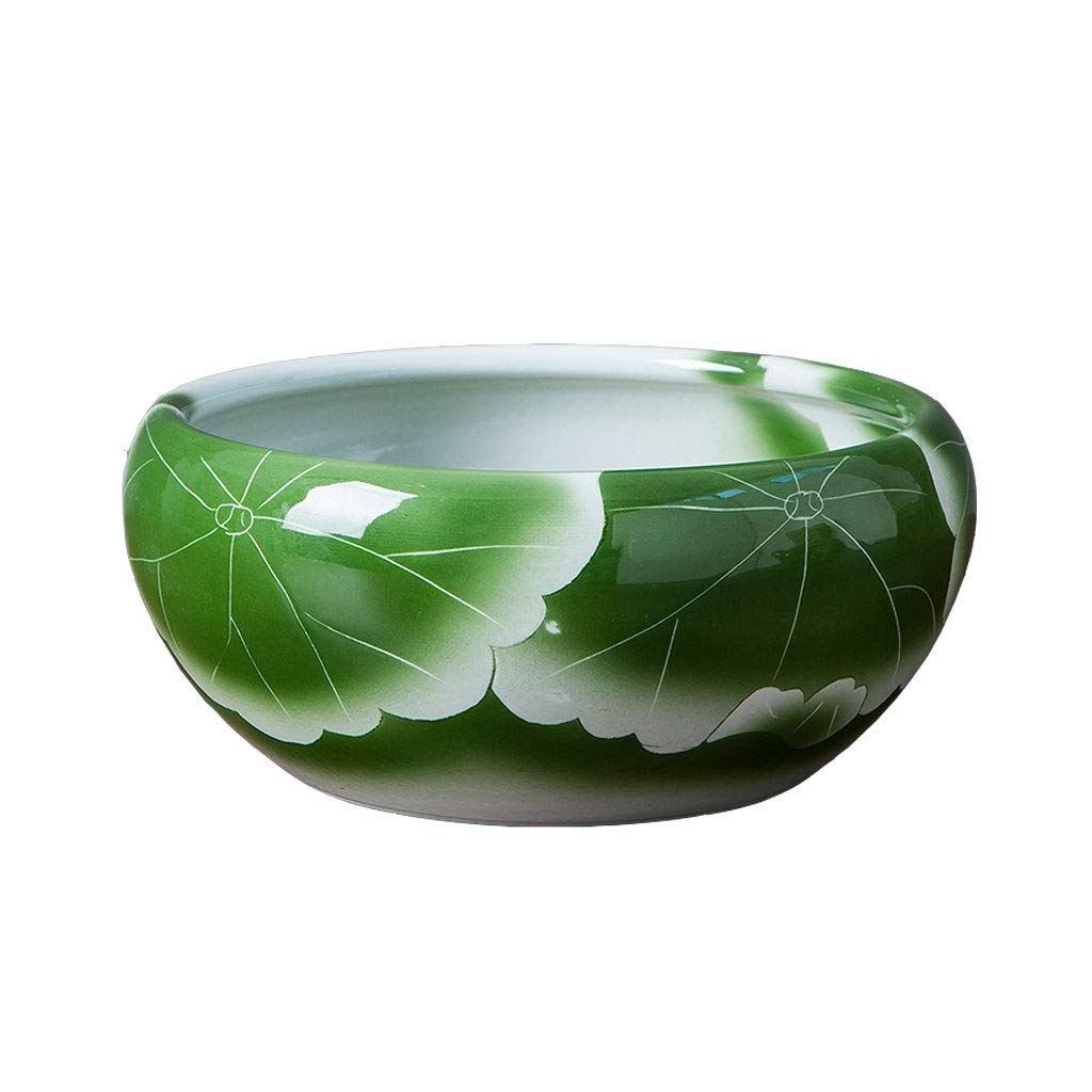 dxjsf Ceramic Hydroponic Flower Pot Outdoor Garden Courtyard Home Office Decoration Green Lotus Leaf Flower Pot Short Flower Pot (Size : B)