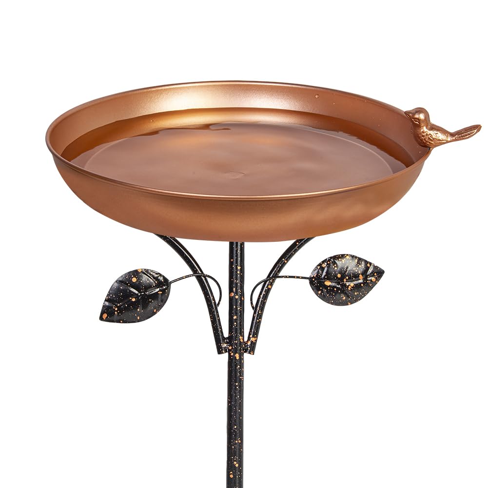 VEWOGARDEN Bird Baths for Outdoors, 12" Bird Baths Bowl with 5 Prongs Base Stake Metal Bird Bath and Feeder Combo Standing Garden Birdbath for Yard Garden Decor