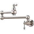 Brushed Nickel Pot Filler Faucet Wall Mount-Bokaiya Stainless Steel Wall Mount Pot Filler Commercial Kitchen Sink Folding Stretchable Stove Faucet with Single Hole Two Handles