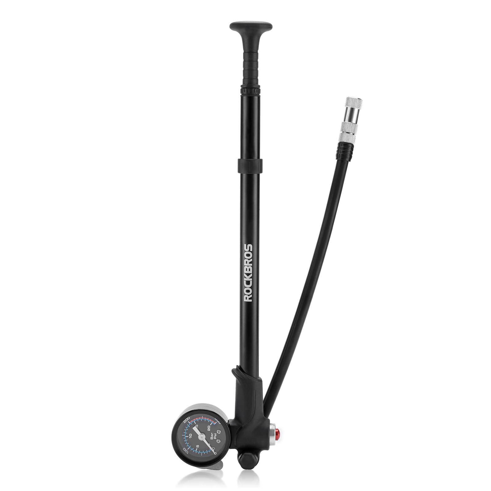 ROCKBROS Bike Shock Pump Bicycle Tyre Pump High Pressure Air Pump (300 PSI Max) Portable Cycle Shock Pump for MTB Road Bikes Fork/Rear Suspension with Schrader and Presta Valve