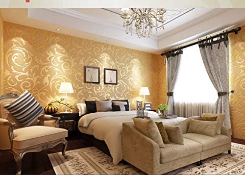 Wallpaper Bedroom, Non-Woven Wallpaper Bar Walkway Box, Vetch Leaf Wallpaper, Living Room Tv Background Wallpaper,Golden