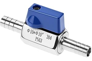 QWORK 3/8” Barb Ball Valve, 304 Stainless Steel Hose ID Barb Mini Shut Off Valve, Double-Seal System