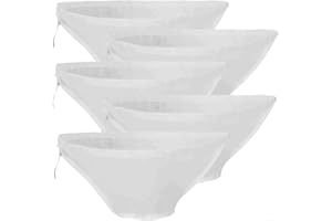 Cheese Cloth Bag Set of 5, Nylon Fine Mesh Food Strainer with Drawstring for Cooking, Baking, Juicing, Nut Milk and Soy Milk 