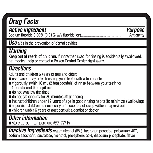 AMAZON BASICS WHITENING ANTICAVITY MOUTHWASH, FRESH MINT FLAVOR, WHITENS TEETH, PREVENTS CAVITIES, 16 FLUID OUNCES, 1-PACK (PREVIOUSLY SOLIMO)