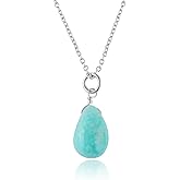 Sunshinegems Natural Amazonite Drop Necklace, Polished Gemstone, Healing Crystals, Gift for Her, Birthday, Gemstone Jewelry 18 inch Weight Approx 8 To 12 Carat Stone Size 10x20 mm Approx