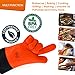 BBQ Grilling Gloves, Heat Resistant Kitchen Silicone Oven Mitts Extra Long Waterproof (Orange)