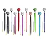 Diamond Ball Pen 11 Pieces Rhinestones Crystal Metal Ballpoint Pens Black Ink, 11 Different Colors + 11Pcs 3.2'' Ballpoint Pen Refills (Diamond Ball Pen)