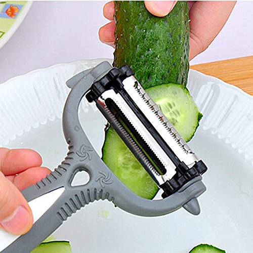 CMrtew Multifunctional 360 Degree Rotary Kitchen Tool Vegetable Fruit Potato Carrot Peeler Grater Turnip Cutter Slicer Melon Gadget (Gray) - Thumbnail 3