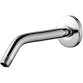 OFFO Shower Arm with Flange, 10 in Wall Mount Replacement Angle Shower Head Arm Wall-Mounted For Fixed Shower Head & Handheld Showerhead, Chrome