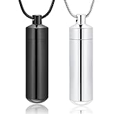 Cylinder Urn Necklace for Ashes with Glass Vials Cremation Jewelry Stainless Steel Ash Holder Keepsake Memorial Jewelry with Fill Tool