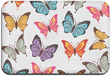 HomeeeLr Butterfly Durable Indoor Outdoor Waterproof Doormat, Entry Rug Mat Shoe Scraper Carpet