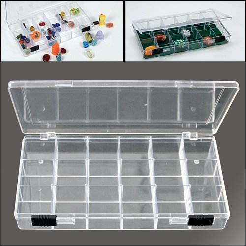 Rock Collection Box with 18 Compartments & 2 Sliding Latches