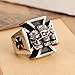 Triple Skulls Red Eyes Ball Iron Cross 316L Stainless Steel Mens's Cool Ring Punk Jewelry Sz 7-13