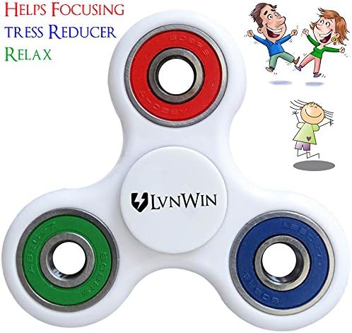LvnWin Fidget Spinner Toy Stress Reducer EDC Helps Focusing Relax Anti-Anxiety Boredom With Hybrid Si3N4 Ceramic Bearing - Gift Ideas Perfect For ADD, ADHD, Kids, and Autism Adult Children (White)