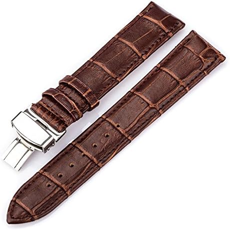 Leather Watch Strap Alligator Crocodile Embossed calf Leather/Band - 4 Pins, Removal Tool and Gift Box Included