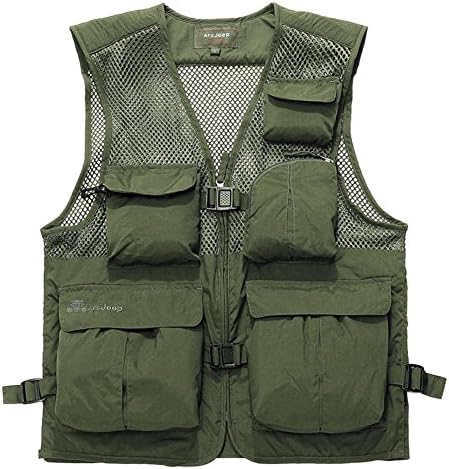 Cccken Men's Outdoor Military Multi Pockets Mesh Travel Coat Fishing Air Vest(878#Army Green US S=Asia L)
