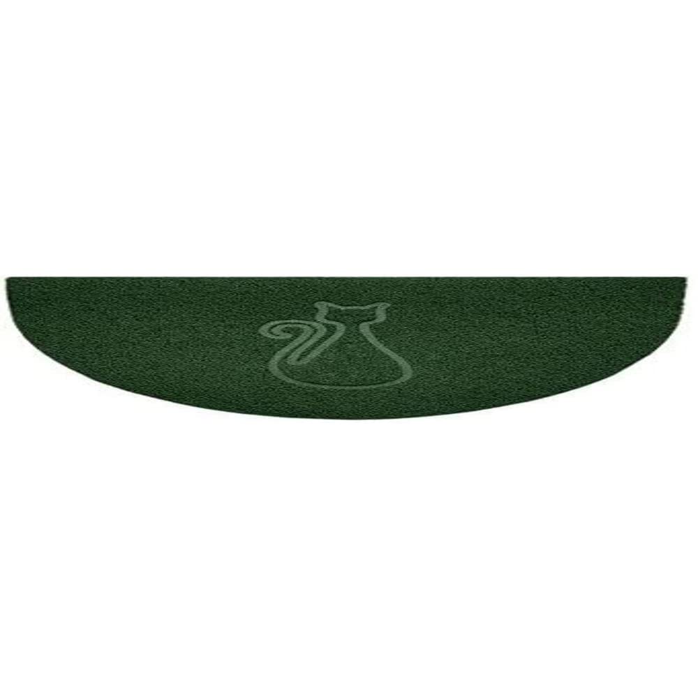 Nicoman Embossed Halfmoon Half Circle Door Mat Dirt-Trapper Jet-Washable Doormat 70x44cm (Green, CAT Shape) - Use on Carpet ONLY