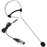 XHXJCYS Black Single Earset Headset Microphone Headworn Over Ear Hanging Condenser Mic Compatible with AKG Wireless Bodypack Transmitter System with Mini XLR 3 Pin TA3F Plug